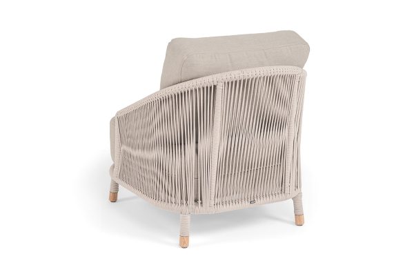 "Верона" кресло плетеное из роупа, каркас алюминий белый муар, роуп бежевый круглый, ткань бежевая 15052 — изображение 5