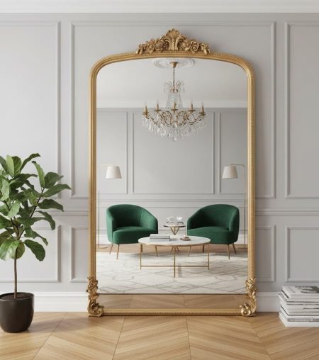Зеркало в арочной резной золотой раме Excellence