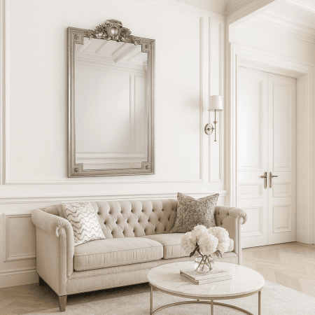 Зеркало в серебряной резной раме Solo Silver