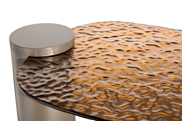 57EL-11180 Стол журнальный приставной, стекло рельефное тонированное 45*48*50см — изображение 3