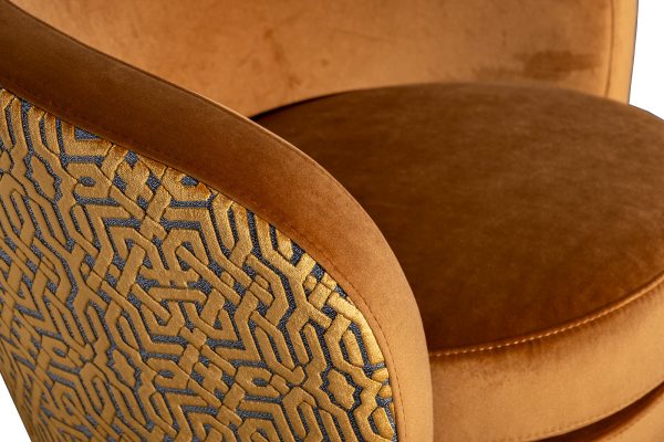 Кресло Наполи(Napoli) вращающееся, велюр принт Pad32+Latt-ORANG 76*76*76см — изображение 3