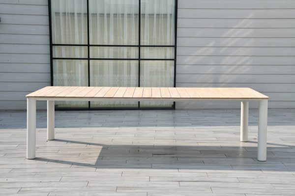 "Прага" обеденный стол с тиковой столешницей и алюминиевым каркасом — изображение 2