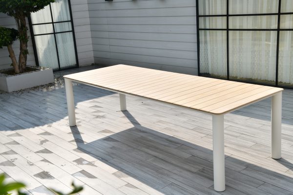 "Прага" обеденный стол с тиковой столешницей и алюминиевым каркасом — изображение 4