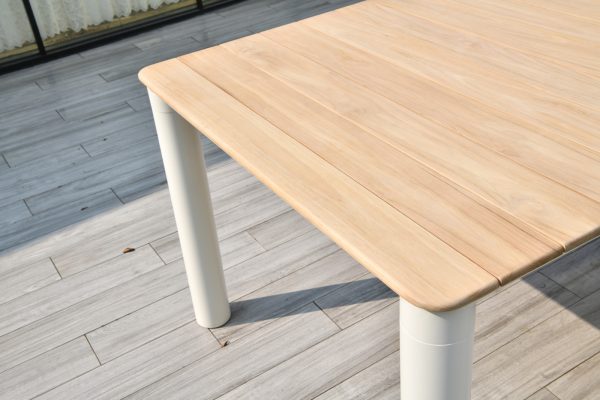 "Прага" обеденный стол с тиковой столешницей и алюминиевым каркасом — изображение 5