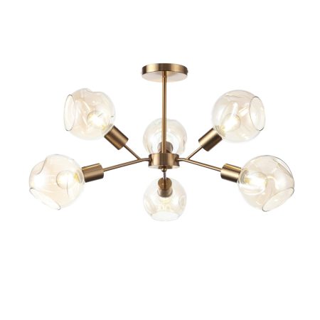 utsenka-SLE155302-06 Светильник потолочный Античная медь/Янтарный E14 6*60W GENTORE