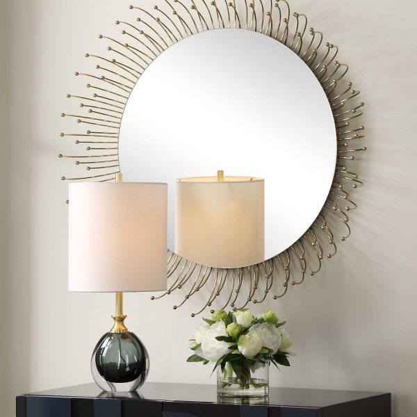 Золотое зеркало настенное Уго DWM829031RJ LouvreHome
