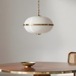 Золотой подвесной светильник Гейбл с белым плафоном LPN020825SWL LouvreHome