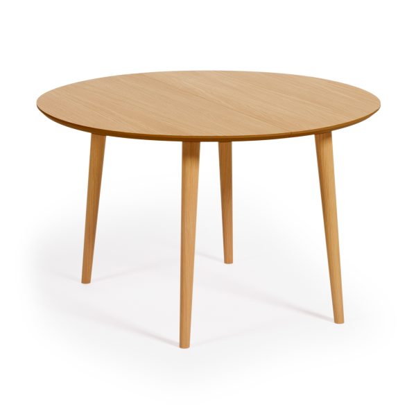 Раздвижной стол Oakland из МДФ с дубовым шпоном и ножками из массива каучука Ø120(200)x120 с La Forma (ex Julia Grup) YG0233M46