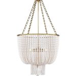 Золотая люстра Бувье с белыми бусами JJ10656-4D LouvreHome
