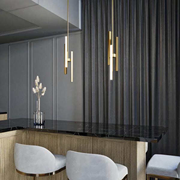 Золотой светодиодный подвес Дойл LHLPN050723XNP LouvreHome