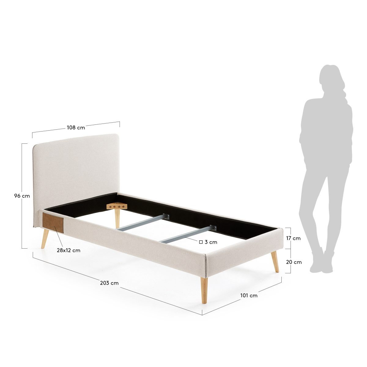 Кровать Lydia 90х190 бежевая — изображение 3